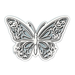 butterfly floral SVG PNG design with white and red floral elements