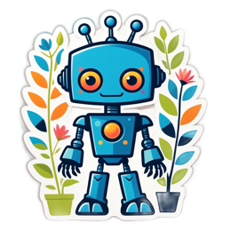 robot plants SVG PNG design with clean design elements
