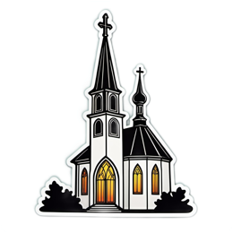 church sticker SVG PNG design with clean design elements