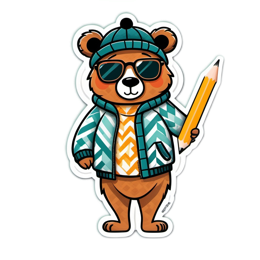 artistic bear sticker SVG PNG design