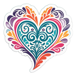 pattern heart floral SVG PNG design with orange and pink floral elements
