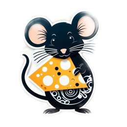 stickers mouse cheese SVG PNG design with clean design elements