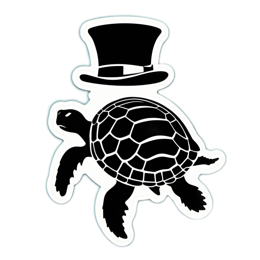 turtle tophat sticker SVG PNG design with clean design elements