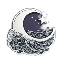 moon star waves SVG PNG design