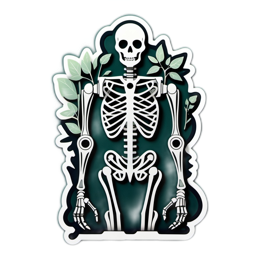 skeleton leaves SVG PNG design with clean design elements, white and green floral elements