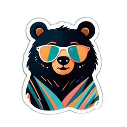 stylish bear sticker SVG PNG design with clean design elements