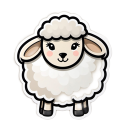 sticker cartoon sheep SVG PNG design with clean design elements