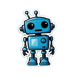 robot character sticker SVG PNG design with clean design elements