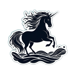 unicorn wave sticker SVG PNG design with clean design elements