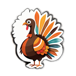turkey colorful sticker SVG PNG design with clean design elements