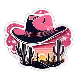 sticker cactus sunset SVG PNG design