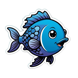 sticker cartoon fish SVG PNG design with clean design elements