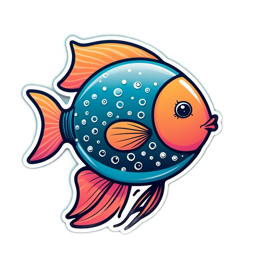 fish animation sticker SVG PNG design with clean design elements