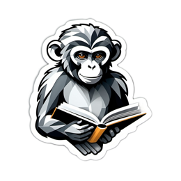animals monkey book SVG PNG design with clean design elements