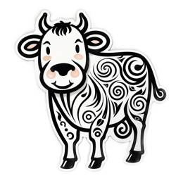 artistic illustration cow SVG PNG design with clean design elements