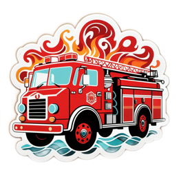 fire truck sticker SVG PNG design with clean design elements