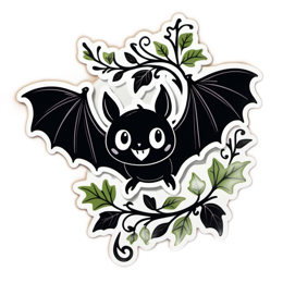 halloween bat leaves SVG PNG design with clean design elements, black and green floral elements