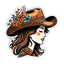 woman hat flower SVG PNG design with clean design elements, orange and blue floral elements