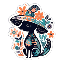 flowerhat floral SVG PNG design with black and orange floral elements