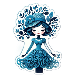 fantasy character floral SVG PNG design with blue floral elements