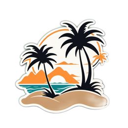 island sunset palm trees SVG PNG design with clean design elements