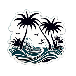 wave palm trees SVG PNG design with clean design elements