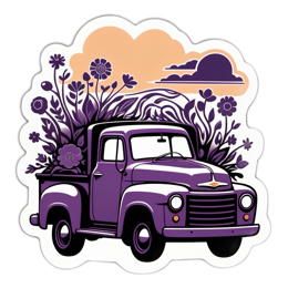 truck flowers SVG PNG design with pink and purple floral elements