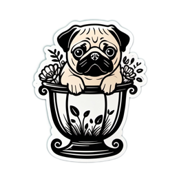 pug sticker SVG PNG design with clean design elements