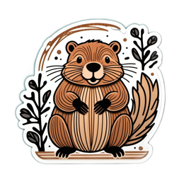 beaver sticker SVG PNG design with clean design elements