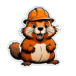 cartoon beaver SVG PNG design with clean design elements