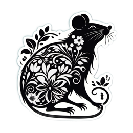 artistic mouse floral SVG PNG design with black and white floral elements