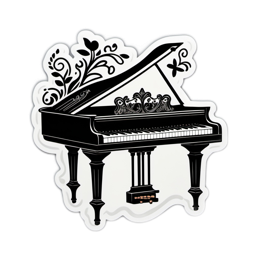 piano floral SVG PNG design with black and white floral elements