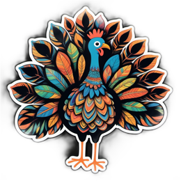 artistic peacock leaves SVG PNG design with clean design elements, orange and green floral elements