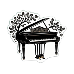 piano nature SVG PNG design with black and white floral elements