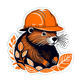 sticker beaver construction SVG PNG design with clean design elements