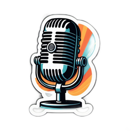 microphone sticker SVG PNG design with clean design elements