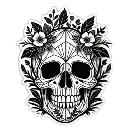 skull flowerdesign floral SVG PNG design with clean design elements, black and white floral elements