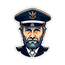 captain portrait SVG PNG design with clean design elements