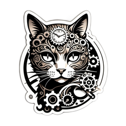 artistic steampunk cat SVG PNG design with clean design elements