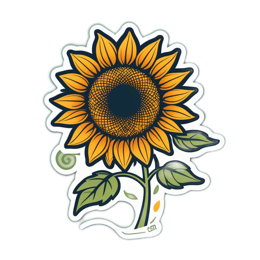 sunflower sticker SVG PNG design with clean design elements, green and yellow floral elements