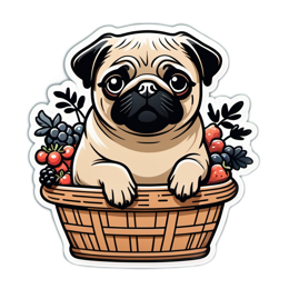 pug basket fruit SVG PNG design with clean design elements