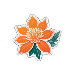 flower orange leaf SVG PNG design with clean design elements, orange and green floral elements