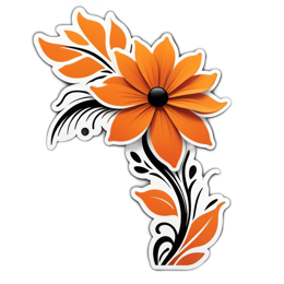 flower orange SVG PNG design with clean design elements, black and orange floral elements
