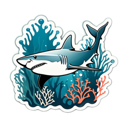 shark underwater coral SVG PNG design with clean design elements