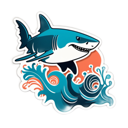 shark ocean wave SVG PNG design with clean design elements