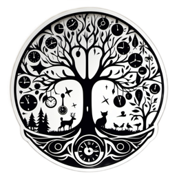 time tree clocks SVG PNG design with clean design elements