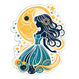 woman moon stars SVG PNG design