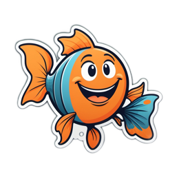 cartoon fish SVG PNG design with clean design elements