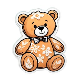 teddy bear flower SVG PNG design with white and orange floral elements