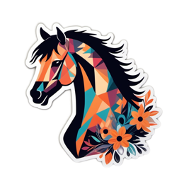 artistic horse flowers floral SVG PNG design with clean design elements, black and orange floral elements
